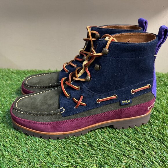 Polo Ralph Lauren Country Ranger Mid Colorblock Cow Suede Boots Multicolor Men 9 - Picture 1 of 9